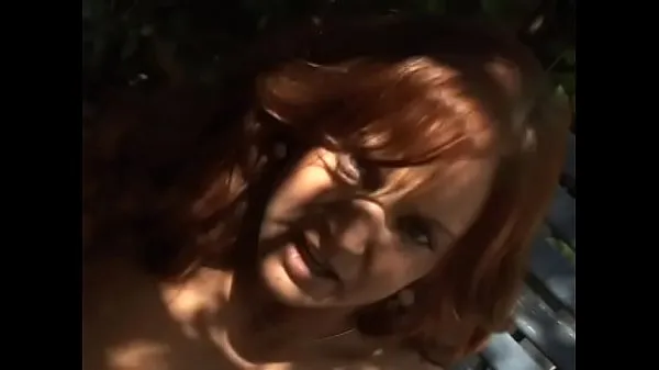 Show Playful redhaired hottie Gabriella Banks took off her lingerie to play with her muff rubbing it with glass dildo in the shade of a tree best Movies
