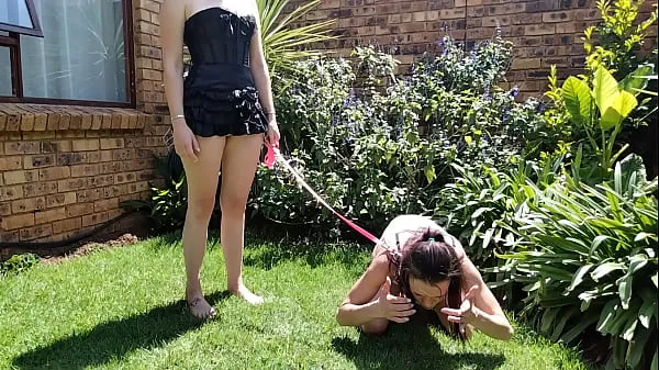 Vis Girl taking her bitch out for a pee outside | humiliations | piss sniffing beste filmer