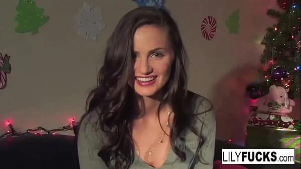 Show Lily tells us her horny Christmas wishes before satisfying herself in both holes best Movies