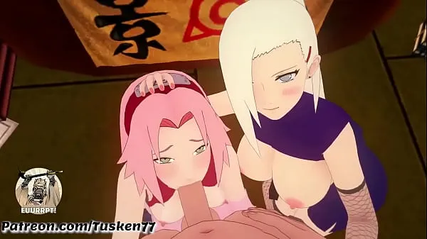 NARUTO 3D HENTAI: Kunoichi Sluts Ino & Sakura thanking their hero Naruto 최고의 영화 표시